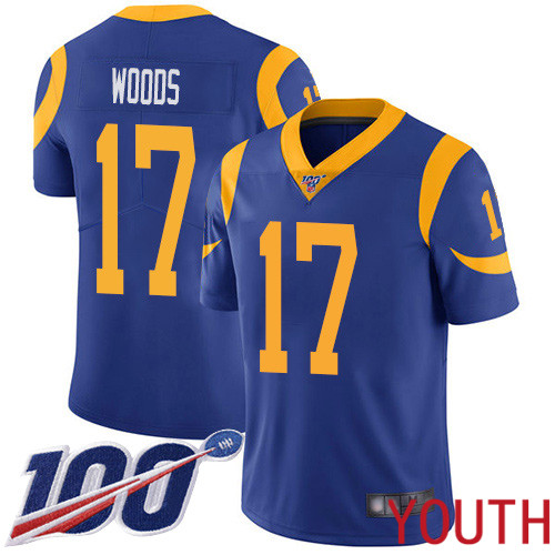 Los Angeles Rams Limited Royal Blue Youth Robert Woods Alternate Jersey NFL Football 17 100th Season Vapor Untouchable